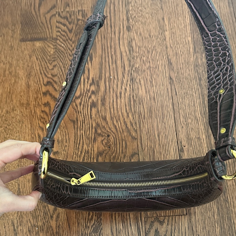 JW PEI Dark Brown Croc-Embossed Shoulder Bag - Picture 3 of 4